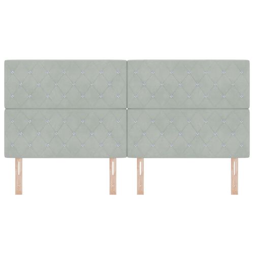 Wezgłowie LED Ze LED Lights Argyle Jasnoszary 100 cm Aksamit na Arena.pl