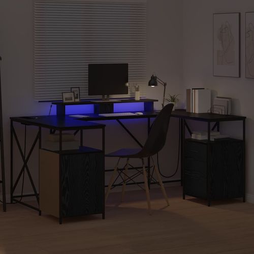 Biurko Czarny dąb 182 x 101 x 87.5 cm Materiał drewnopochodny na Arena.pl