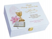 PUDEŁKO białe KOMUNIA prezent NADRUK pamiątka IMIĘ