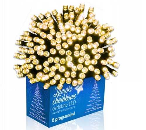 Lampki Choinkowe Led Wewnętrzne Zewnętrzne na Choinkę 300 Led Białe Ciepłe na Arena.pl