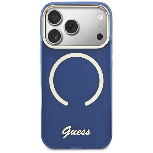 etui guess iml script metal magsafe do   iphone 17 pro max niebieski zdjęcie 3