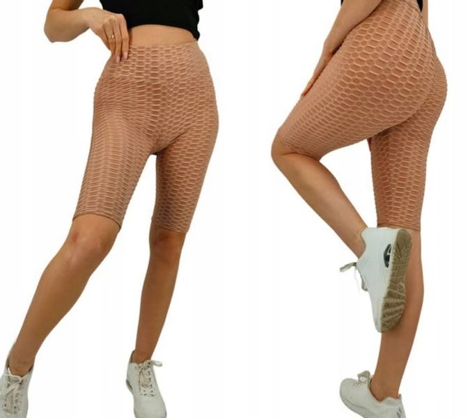 SPODENKI PUSH UP karbowane Kolarki legginsy MIEGO rozmiar L/XL BEŻOWE zdjęcie 1