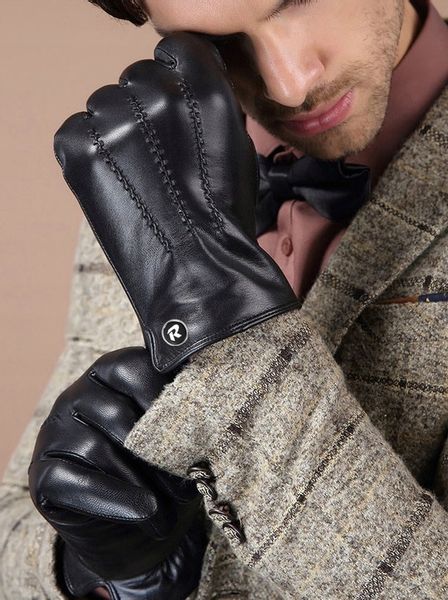 DOTYKOWE RĘKAWICZKI SKÓRZANE MĘSKIE SKÓRA CIELĘCA OCIEPLANE MIŚ roz. L zdjęcie 11