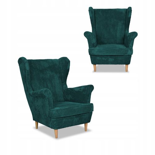 Zestaw wypoczynkowy uszak Bonito sofa fotele Family Meble zielony sztruks na Arena.pl