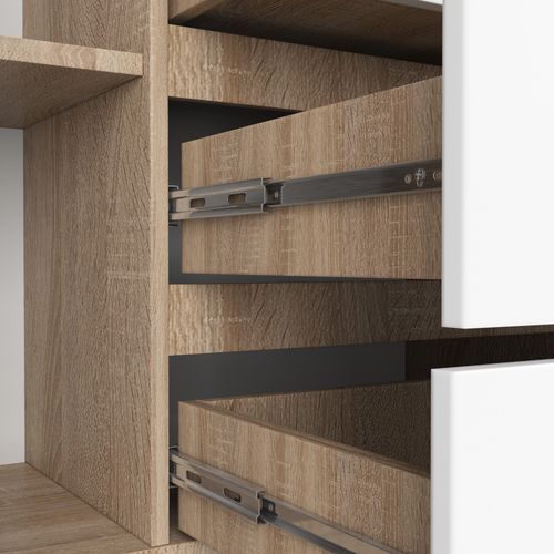 KOMODA K 160 cm 2 DRZWI 4 SZUFLADY SONOMA / BIAŁA na Arena.pl