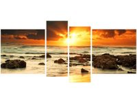 120CM 55 OBRAZ 4 ELEM WSCHÓD SŁOŃCA WZBURZONYM OCEANEM ŚCIENNY
