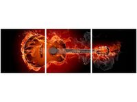 60 90CM OBRAZ 3 ELEM PŁONĄCA GITARA ŚCIENNY DRUK PŁÓTNO