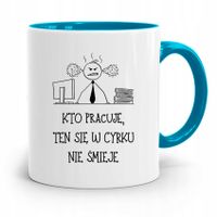 Pracownika Kubek Błękitny Kto Pracuję Z Nadrukiem Ze Zdjęciem