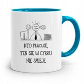 Pracownika Kubek Błękitny Kto Pracuję Z Nadrukiem Ze Zdjęciem