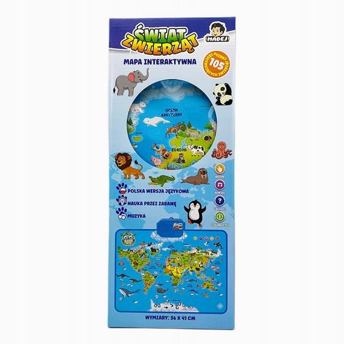 INTERAKTYWNA MAPA ŚWIATA ZWIERZĄT DOTYKOWA MATA EDUKACYJNA MÓWI PO POLSKU na Arena.pl