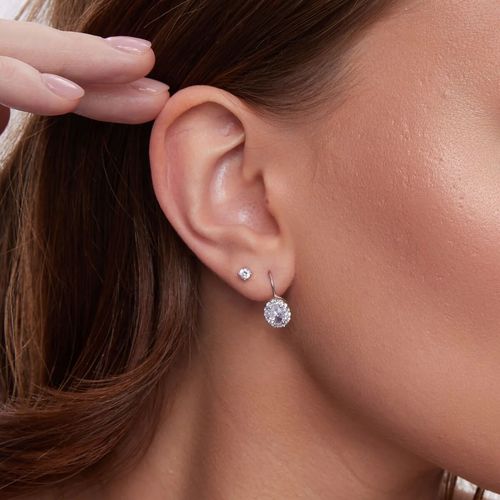 srebrny pojedynczy mały kolczyk z cyrkonią - ksm6381 na Arena.pl