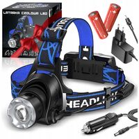 MOCNA LATARKA CZOŁOWA LED CZOŁÓWKA Q5 ZOOM NA GŁOWĘ ZESTAW