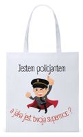 Dla Policjanta Policjantki Torba Eco Biała Shopper Z Nadrukiem Ze Zdjęciem