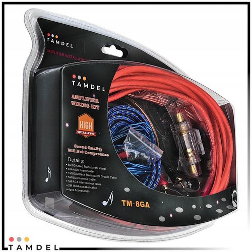 Zestaw kabli do wzmacniacza samochodowego 800W 8GA na Arena.pl