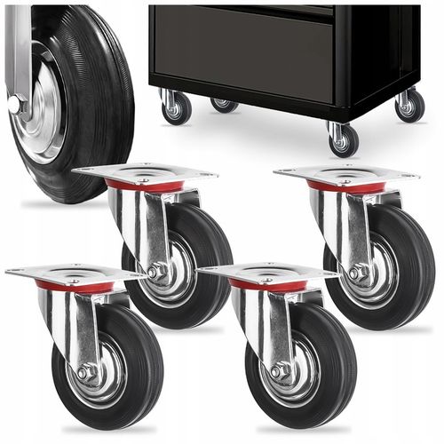 KÓŁKA OBROTOWE JEZDNE 125mm 400kg KOŁA METALOWO GUMOWE Z HAMULCEM DO na Arena.pl