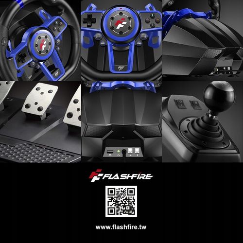 F111 FLASHFIRE Kierownica 900° PC/PS5/Switch z wibracjami 3 pedały 6 biegów na Arena.pl
