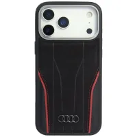 etui audi r8 genuine leather magsafe do iphone 17 pro - czarno-czerwony