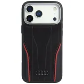 etui audi r8 genuine leather magsafe do iphone 17 pro - czarno-czerwony