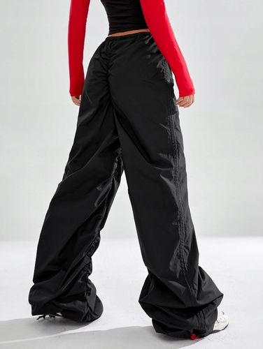 SPODNIE PARACHUTE MARSZCZONE ZE ŚCIĄGACZEM W PASIE I NOGAWKACH SHEIN S na Arena.pl
