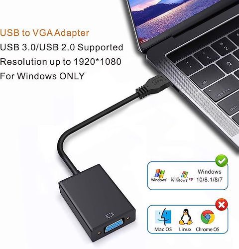 Adapter Video USB - VGA 1080p czarny AB-DE-USB2VGA na Arena.pl