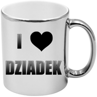 Kubek srebrny z nadrukiem grafiką prezent Dzień Dziadka różne wzory Dziadek