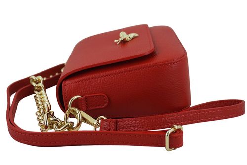 Modna torebka skórzana ze złotym łańcuszkiem - Czerwona jasna na Arena.pl