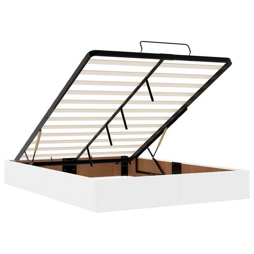 Łóżko otomana z materacami i LED, biała, 140x190cm, ekoskóra na Arena.pl