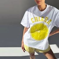 Chiara Wear - T-shirt bawełniany oversize LEMON - biały XS