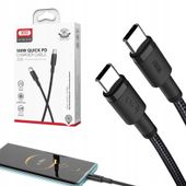 Kabel Usb Typ C - Usb Typ C Usb-C Nylon Xo 1,5M 100W Szybki Czarny