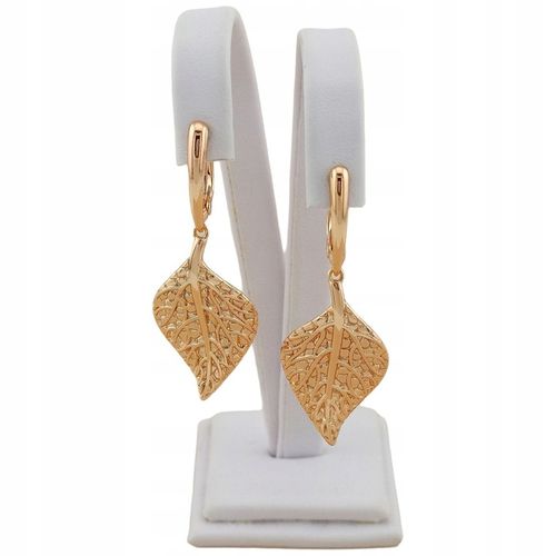 Złote kolczyki wiszące liście eleganckie pozłacane antyalergiczne na Arena.pl