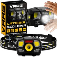 Latarka czołowa LED COB Lampka czołówka Wodoodporna Czujnik Ruchu