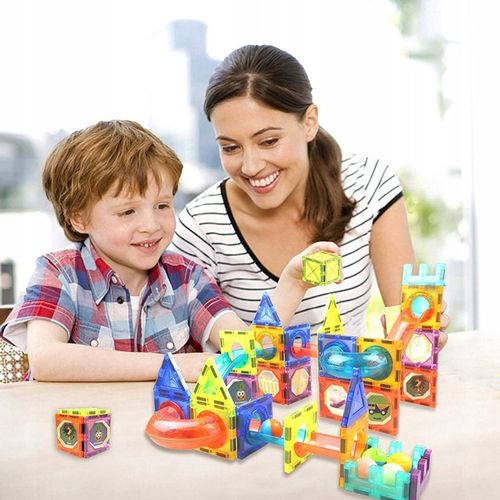 Klocki Magnetyczne Święcący Tor Kulkowy 75 Elementów Kulodrom Zestaw na Arena.pl