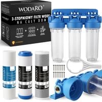 Potrójny Filtr do Wody Narurowy fi 3/4" GW KORPUS OBUDOWA + Wkłady ZESTAW