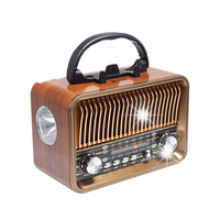 Radio Retro kuchenne Bluetooth ANTENA LCD FM/AM na Baterie Latarka Drewno