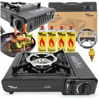 KUCHENKA TURYSTYCZNA PRZENOŚNA GAZOWA NA NABÓJ ALPEN CAMPING + 4 x KARTUSZ