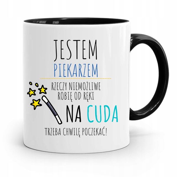 Kubek Czarny Prezent Dla Piekarza Jestem Piekarzem Z Nadrukiem Ze Zdjęciem zdjęcie 1