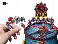 TOPPERY NA TORT (10szt) + duży TOPPER Najlepszego - SPIDERMAN AVENGERS