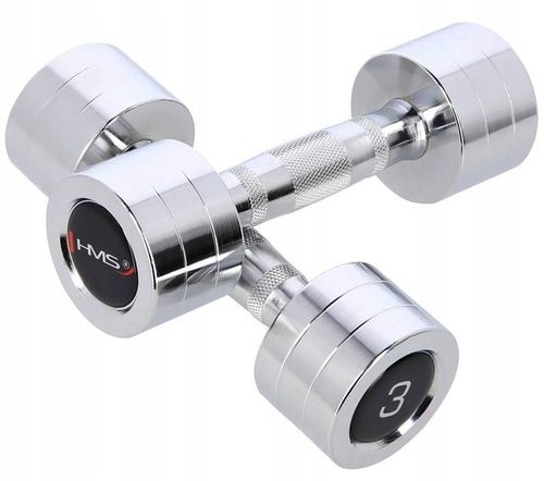 HMS Zestaw Hantle Hantelki Chromowane Do Ćwiczeń Treningu Siłowego 2x3 kg na Arena.pl