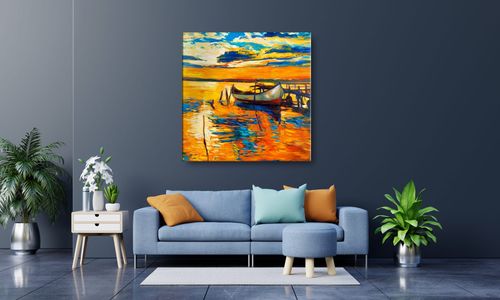 OBRAZ NA PŁÓTNIE 113 Zachód słońca 60x60cm na Arena.pl