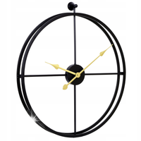 ZEGAR ŚCIENNY LOFT METALOWY RETRO VINTAGE CZARNY ZŁOTE WSKAZÓWKI 56 CM