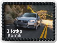 PROSTOKĄTNY OPŁATEK NA TORT A4 20x29CM - AUDI SAMOCHODY + IMIĘ