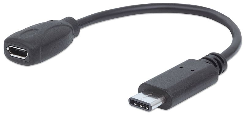 KABEL USB C-MicroB M/F USB 2.0 HI-SPEED MANHATTAN 0,15m 353335 zdjęcie 1
