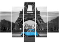 105CM 150CM OBRAZ 5 ELEM BŁĘKITNE AUTKO DRUK