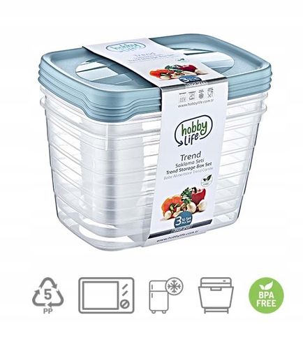 POJEMNIK NA ŻYWNOŚĆ KOMPLET 3 szt 2,2L 2200ml GŁĘBOKI BOX na Arena.pl