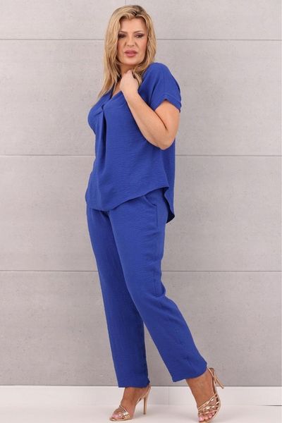 ELEGANCKI KOMPLET DAMSKI DUŻE ROZMIARY POLSKI PRODUCENT BLUZKA I SPODNIE zdjęcie 3