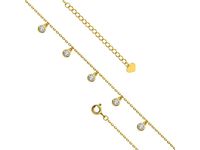 Delikatna pozłacana srebrna bransoletka na nogę kółka circle ring cyrkonie srebro 925 Z1658XG