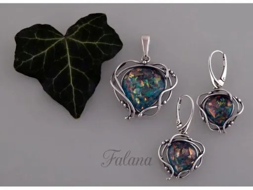 Komplet srebrny z Opalem szafirowym z0734-11,1 g. zdjęcie 2