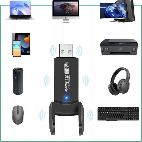 KARTA SIECIOWA WIFI ADAPTER USB 3.0 1300 Mbps 5ghz 2 TRYBY SYMULACJA AP zdjęcie 11
