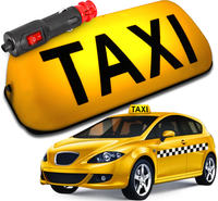 LAMPA TAXI LED ŻÓŁTA Z NAPISEM KOGUT SYGNALIZATOR NA MAGNES WTYCZKA ON/OFF