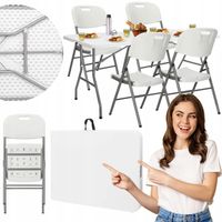 ZESTAW STÓŁ SKŁADANY WALIZKA TURYSTYCZNY CATERINGOWY BANKIETOWY + 4 KRZESŁA